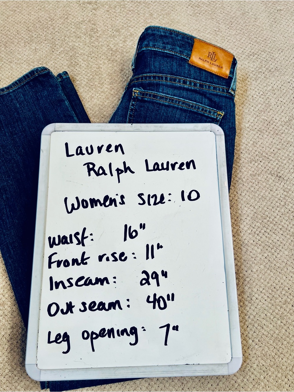 Lauren Ralph Lauren Women’s Size 10 Mid Rise Straight Leg Dark Wash Denim Jeans - Picture 8 of 12